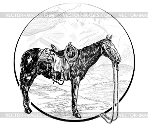 Horse in mountains - vector clipart / vector image