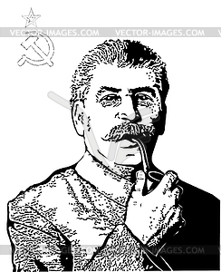 Генеральный секретарь Сталин - векторный рисунок