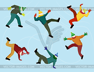 Men ice skating - vector image