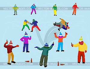 Russian men on rink - vector clip art