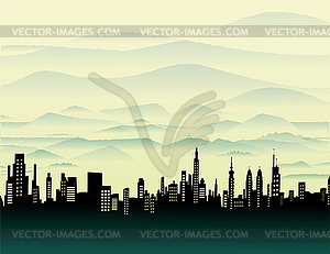 City in mountains - royalty-free vector clipart