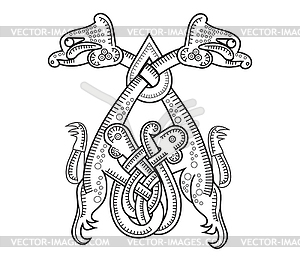 Slavic beasts in curls - vector image