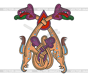 Славянские звери в цвете локонов - векторный эскиз