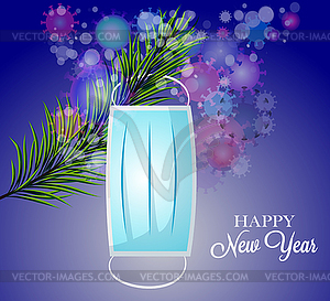 Covid new year mask - vector clip art