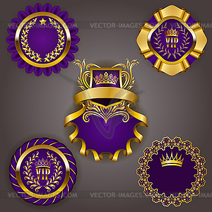 Set of gold vip - vector image
