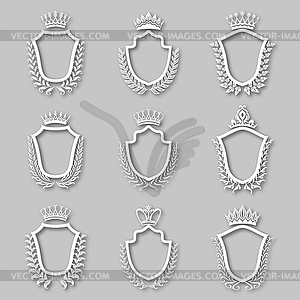 Set of laurel wreaths, shields - vector clipart