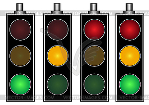 Four traffic lights - vector image