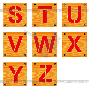 Letters on wood planks  - vector clip art