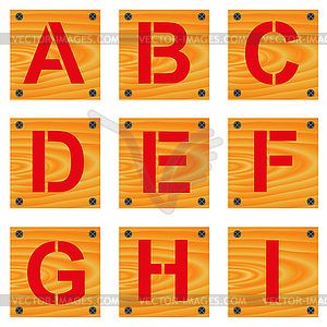 Letters on wood planks - vector image