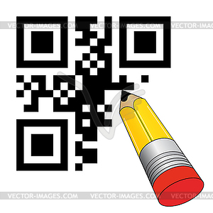 QR code and pencil - vector clipart