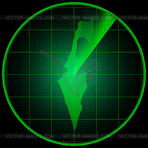 Radar screen with the silhouette of Israel - vector clipart