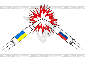 Two colliding bullets  - vector clipart