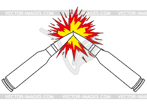 Outlines of two colliding cartridges - vector image