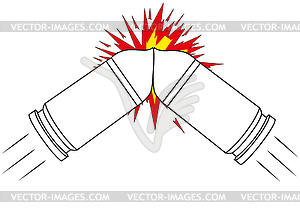 Outlines of two gun colliding cartridges - vector EPS clipart