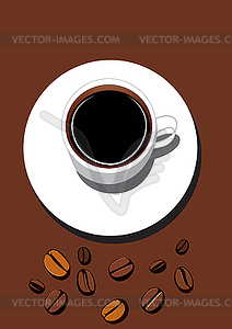 Cup of coffee and coffee beans - vector clip art