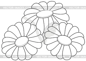 Silhouette of three flowers - vector clip art