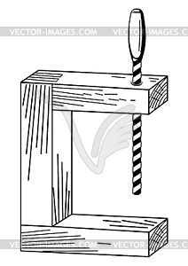 Wooden clamp - vector image