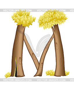 Буква в форме дерева - векторное изображение клипарта