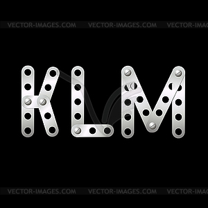 Буквы KLM из металла  - векторный графический клипарт