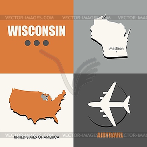 Wisconsin flat - vector clip art