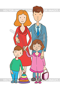 Cute cartoon happy family  - vector image