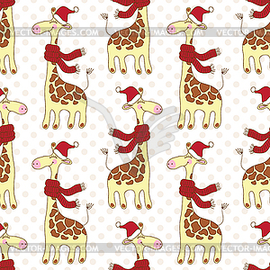 Seamless giraffes pattern - vector clipart