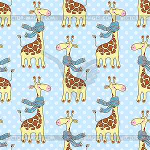 Seamless giraffes pattern - vector EPS clipart