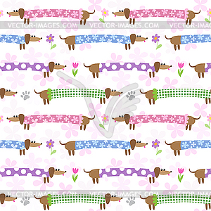 Seamless pattern with dachshunds - vector clipart