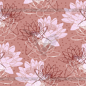 Seamless pattern with water lilies - vector clip art