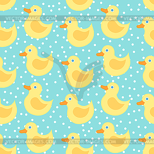 Seamless pattern with yellow duck - vector clip art