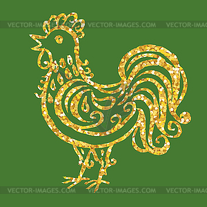 Golden glitter rooster - vector clip art