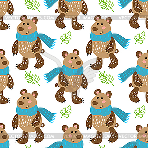 Seamless pattern with bears - vector clipart