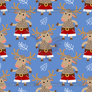 Seamless pattern with deer - vector image