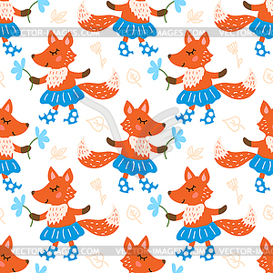 Seamless pattern with fox - vector clipart