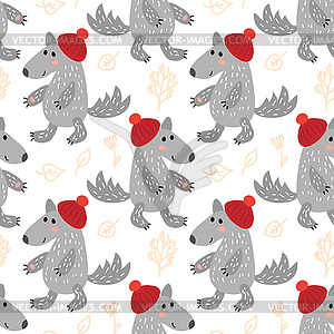 Seamless pattern with wolf - vector clipart