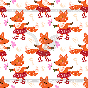 Seamless pattern with fox - vector image