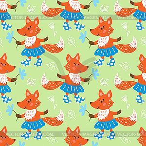 Seamless pattern with fox - vector clipart