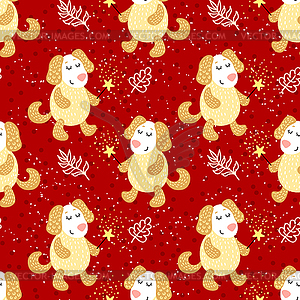 Seamless pattern with cute dogs - vector clip art