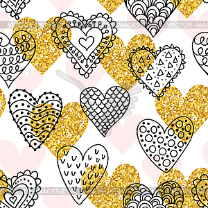 Seamless pattern with hearts - vector image