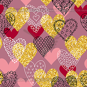 Seamless pattern with hearts - vector clipart