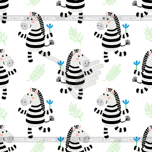 Cute cartoon zebra - vector clipart