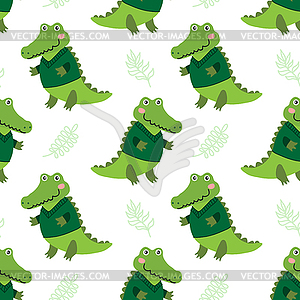 Cute cartoon crocodile - vector image