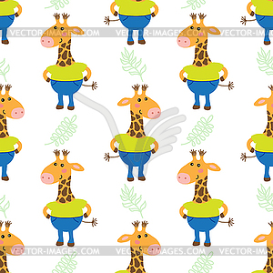 Cute cartoon giraffe - vector image