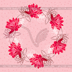 Floral background with water lily wreath - vector clip art