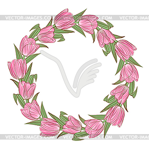Floral background with flowers of tulips - stock vector clipart