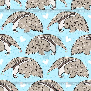 Cute sleeping anteater - vector image