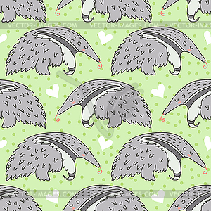 Cute sleeping anteater - vector clipart