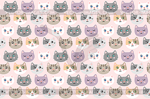 Seamless pattern with cute kitties - vector clip art