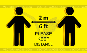 Sign with social distancing demand - vector clipart / vector image