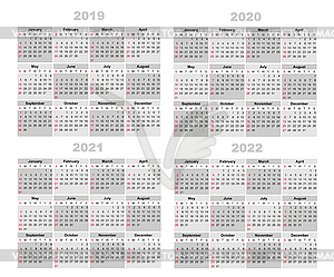 Calendar 2019,2020,2021,2022 - vector clipart / vector image